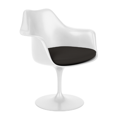 Tulip Arm Chair, White Base and Shell, Tubular