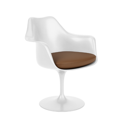 Tulip Arm Chair, White Base and Shell, Tubular