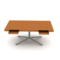 Florence Knoll Table Desk, With Two Pencil Drawers, Polished Chrome