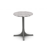 Nelson Pedestal Outdoor Table, Polished Aluminum Base