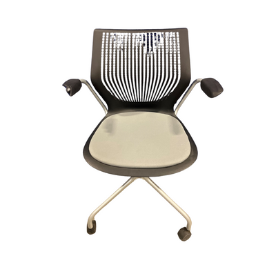 Knoll Multigeneration Chair with Fixed Arms. Hybrid Base, Casters