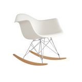 Eames Molded Plastic Shell, Trivalent Chrome and Natural Maple Rocker Base